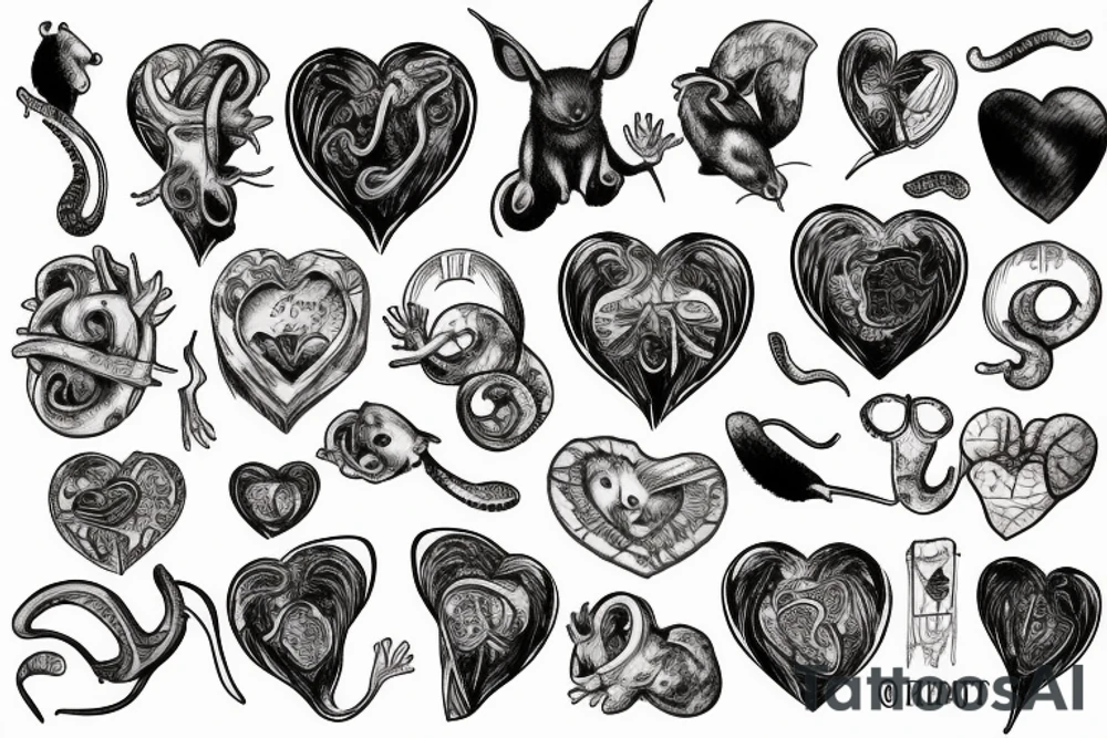 rat eating human heart tattoo idea