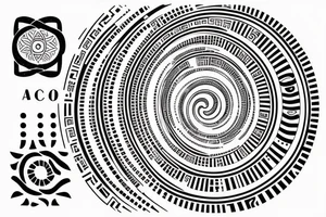 Fibonacci sequence spiral Morse code spelling out "as above so below", overlap seed of life tattoo idea