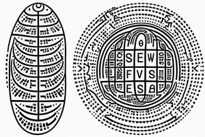 Fibonacci sequence Morse code spelling out "as above so below", overlap seed of life tattoo idea