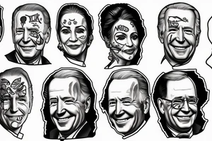 Joe Biden portrait with face tattoos tattoo idea