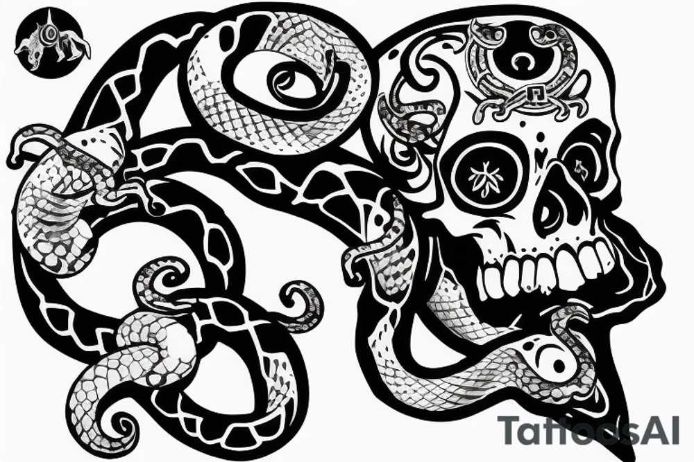 skull with a snake coming out for the jaw tattoo idea