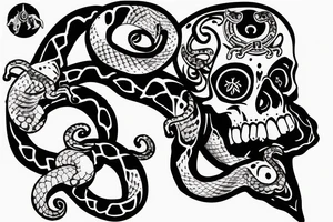 skull with a snake coming out for the jaw tattoo idea