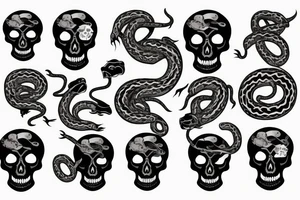skull with a snake coming out for the jaw tattoo idea