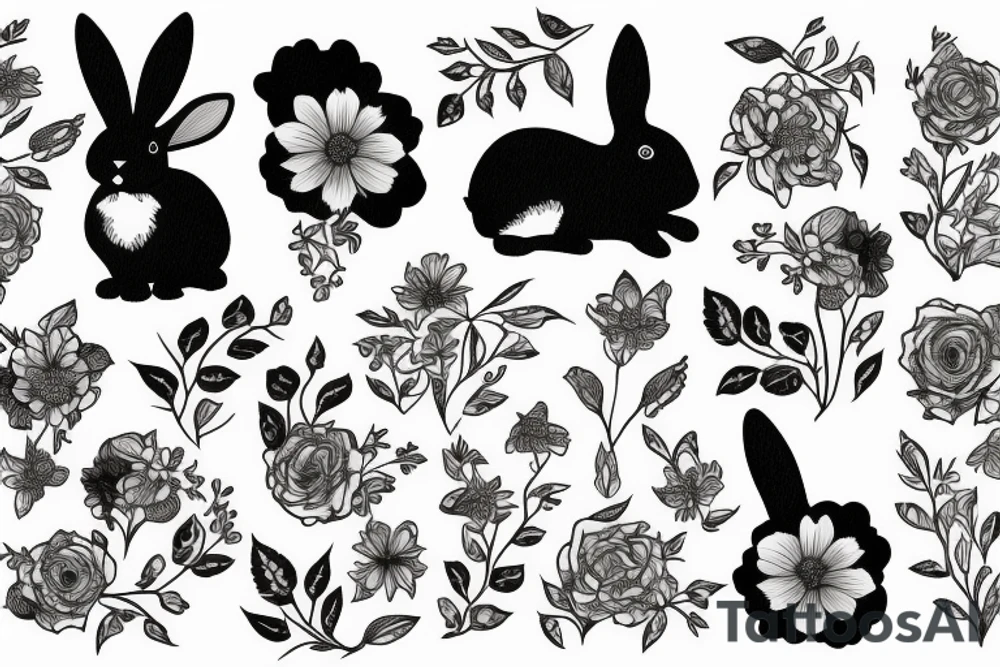 bunny with a flower tattoo idea
