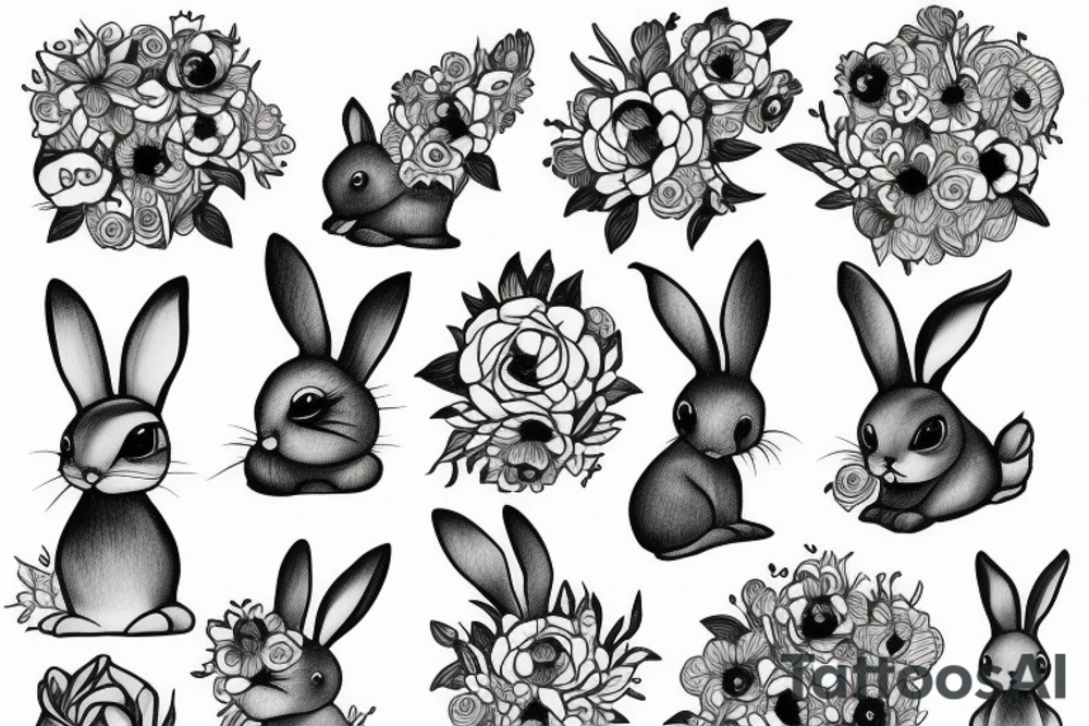 bunny with a flower tattoo idea
