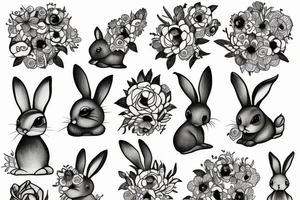 bunny with a flower tattoo idea