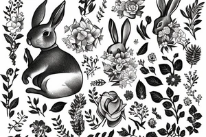 bunny next to a flower tattoo idea