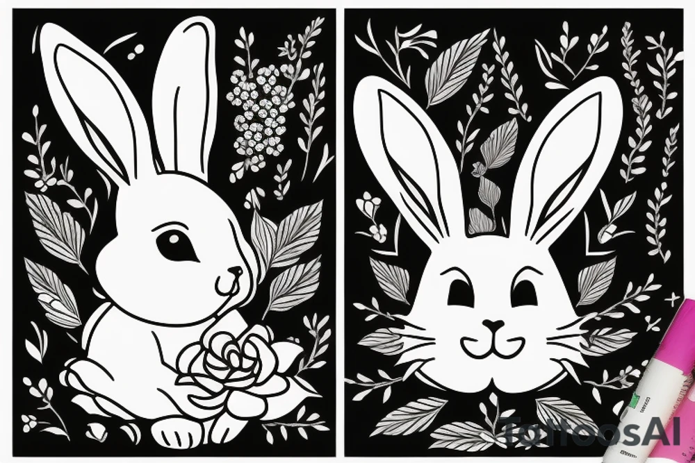 bunny next to a flower tattoo idea