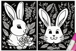 bunny next to a flower tattoo idea