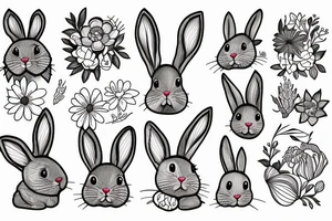 bunny next to a flower tattoo idea