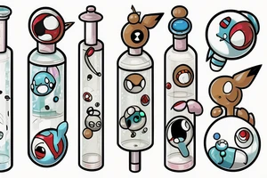 Test tube with pokemon coming out of it tattoo idea