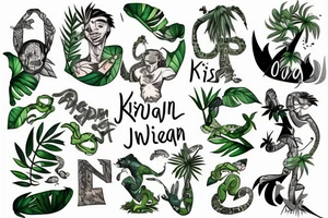 The word Kieran in a jungle tattoo idea