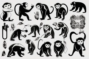 A monkey and a bear tattoo idea