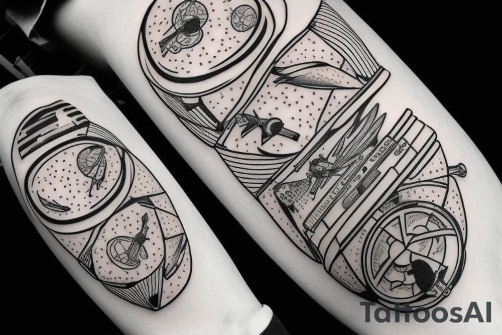Flying in space on a pizza tattoo idea