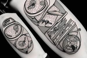 Flying in space on a pizza tattoo idea