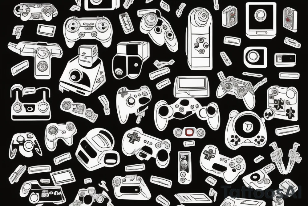 Vintage video game icons tattoo idea