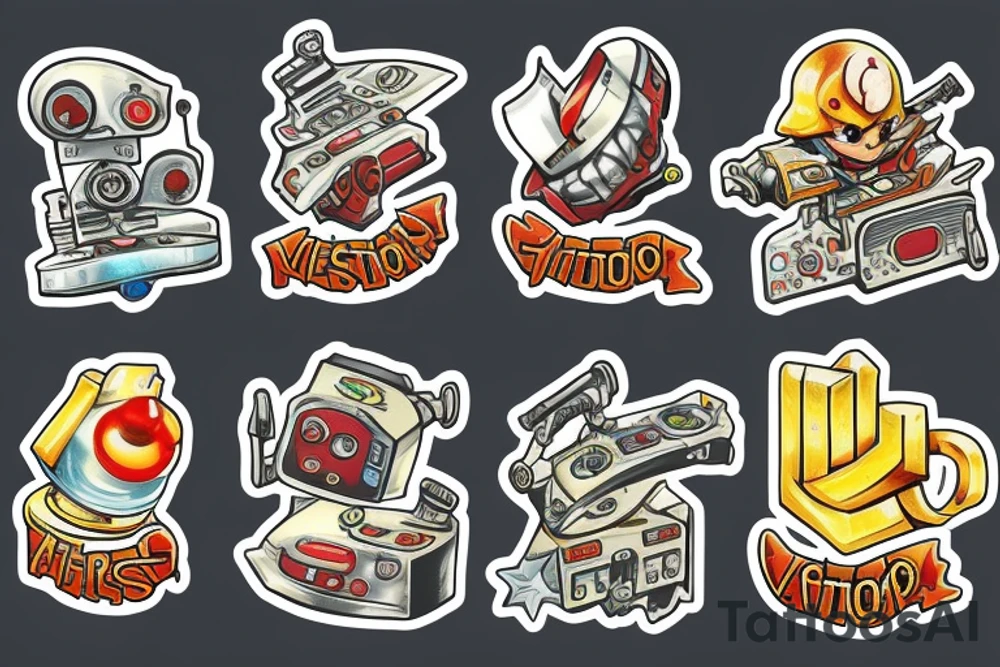 Vintage video game icons tattoo idea