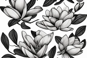 magnolia flowers on a branch tattoo idea