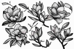 magnolia flowers on a branch tattoo idea
