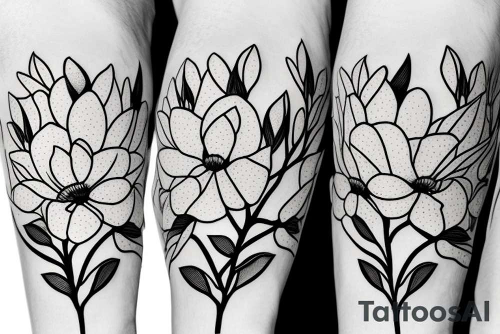 several magnolia flowers on a branch tattoo idea