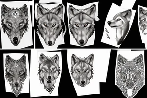 Woman riding wolf head tattoo idea