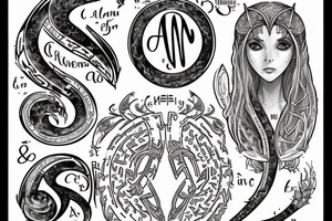 The text "Cléa & Nolann" as elvish runes tattoo idea