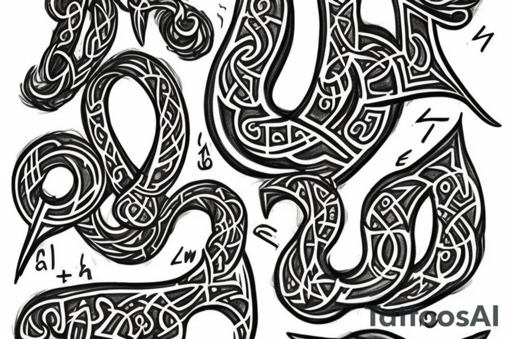 The text "Cléa & Nolann" as elvish runes tattoo idea