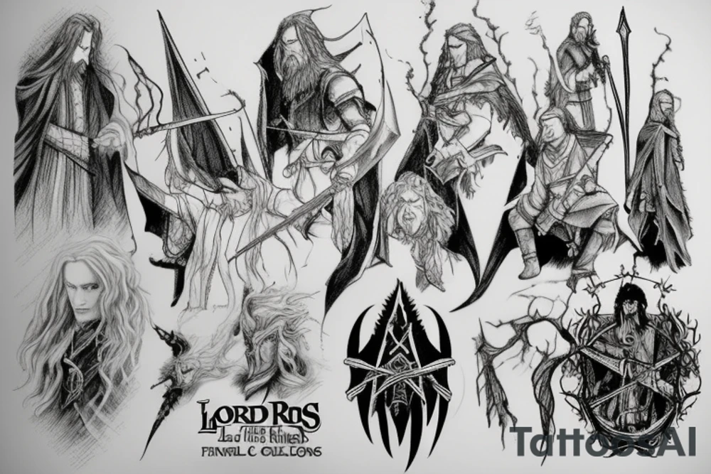 Lord of the rings and final fantasy seven tattoo idea