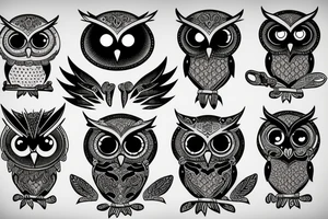 Owl with angry eyes tattoo idea