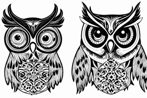 Owl with angry eyes tattoo idea
