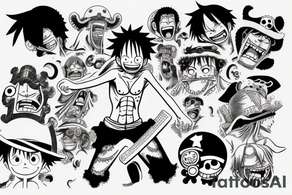One Piece Luffy on arm tattoo idea