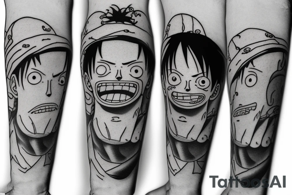One Piece Luffy on arm tattoo idea
