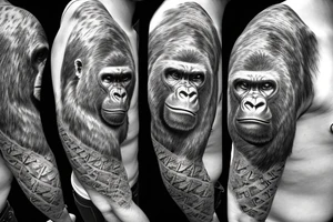 Silverback gorilla warrior on shoulder tattoo idea