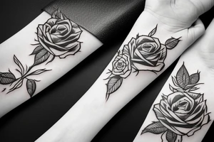 woodcut rose arm band tattoo idea
