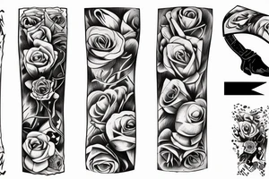 woodcut rose arm band tattoo idea