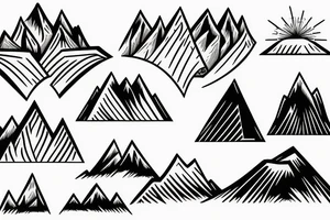 woodcut mountain landscape cascades arm band tattoo idea