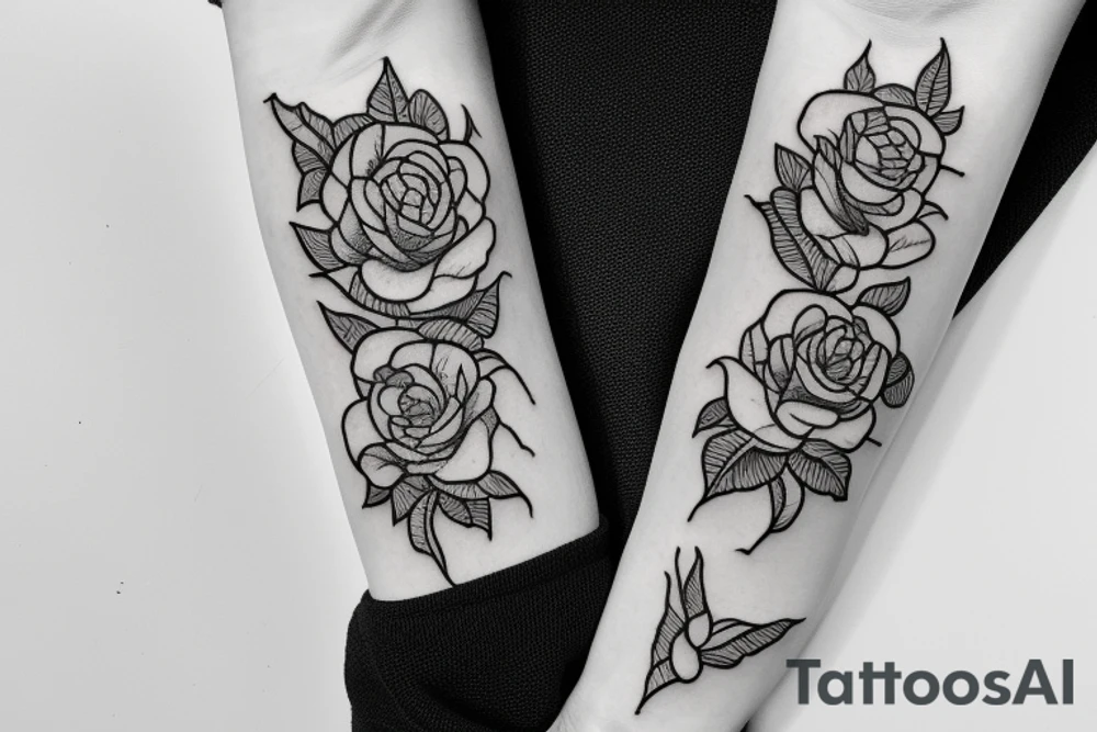 woodcut rosebud arm band tattoo idea