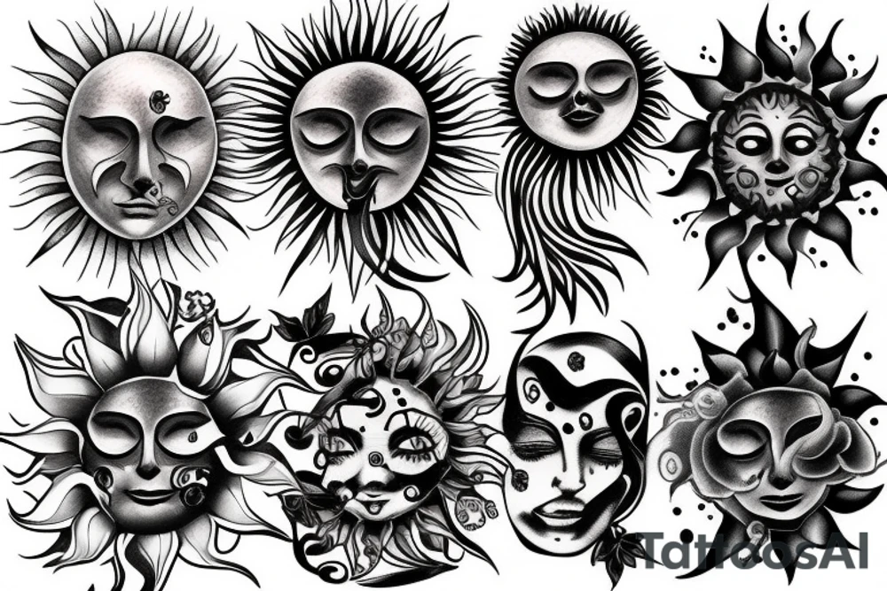 Realistic sun tattoo idea
