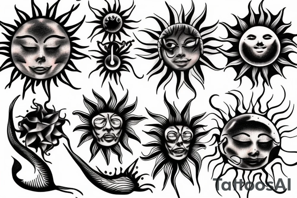 Realistic sun tattoo idea
