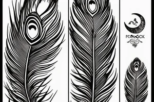 Peacock feather and moon tattoo idea