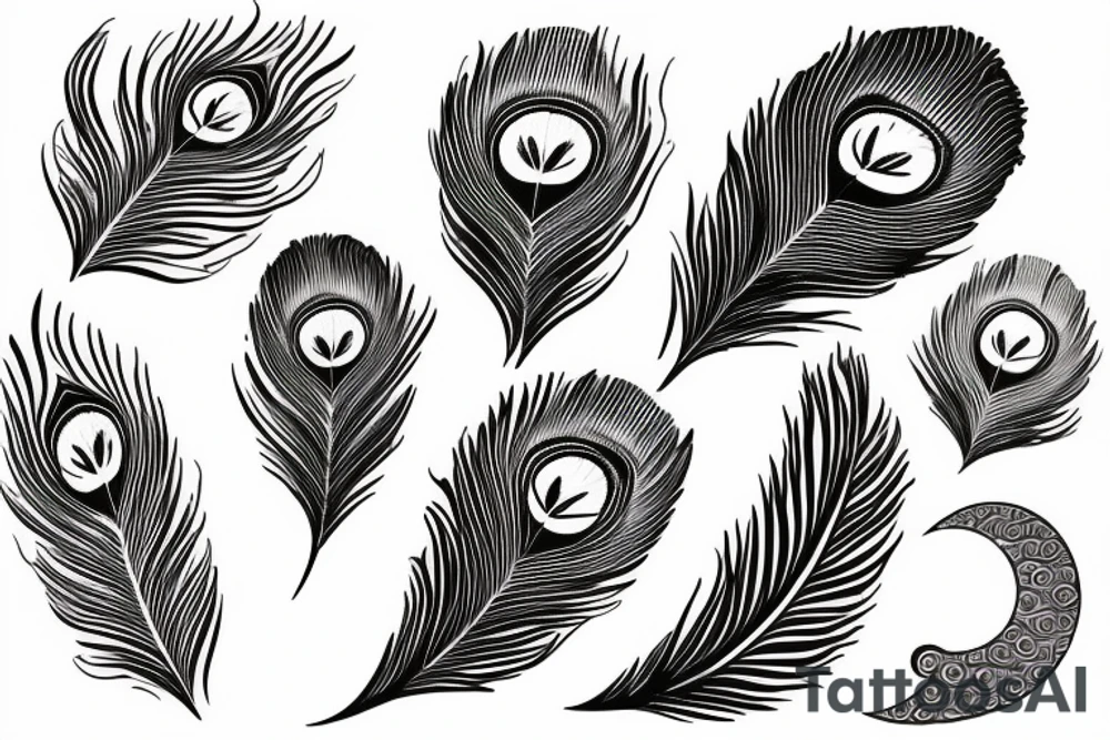 Peacock feather and moon tattoo idea