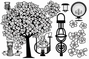 Cherry Blossom tree with a miners lamp tattoo idea
