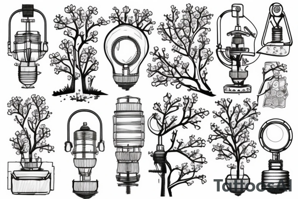 Cherry Blossom tree with a miners lamp tattoo idea