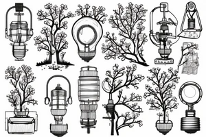 Cherry Blossom tree with a miners lamp tattoo idea