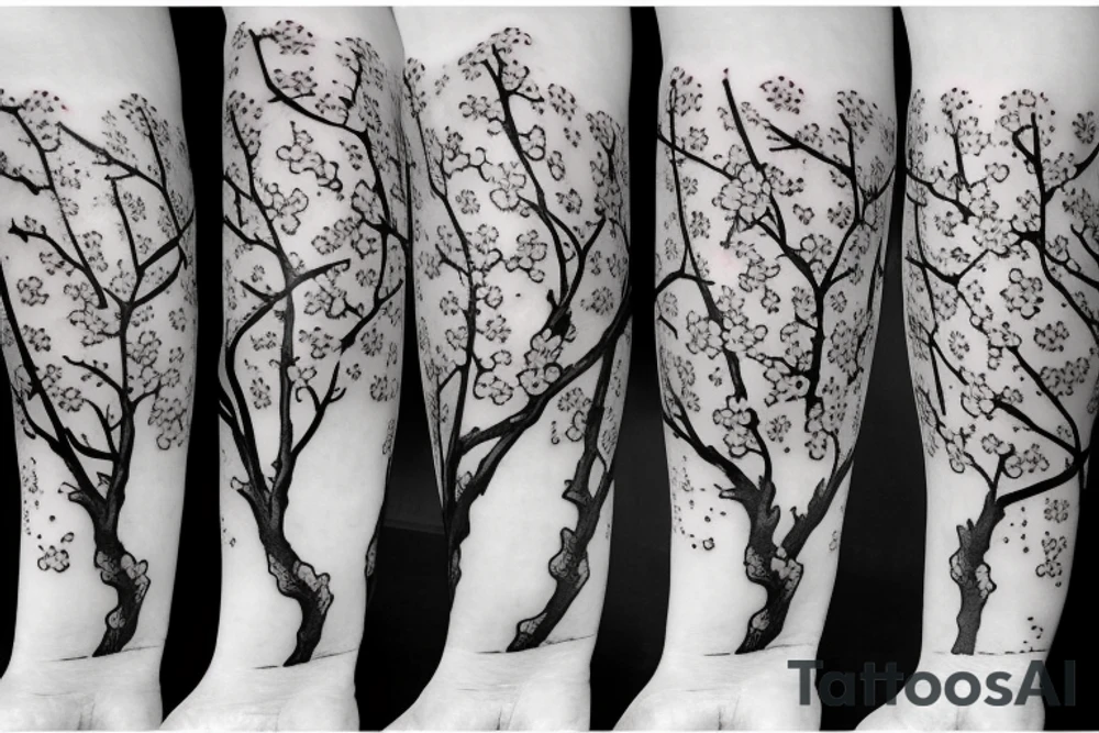 Cherry Blossom tree with a miners lamp tattoo idea
