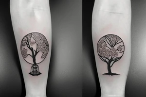 Cherry Blossom tree with a miners lamp tattoo idea