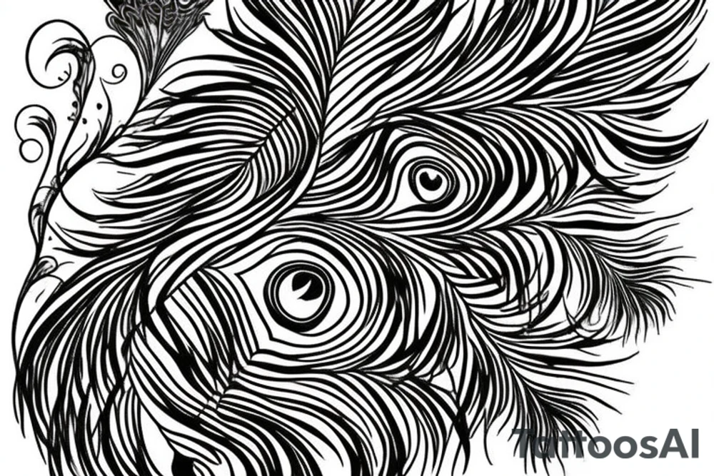 Peacock feather integrated with half moon tattoo idea Peacock feather integrated with half moon tattoo idea