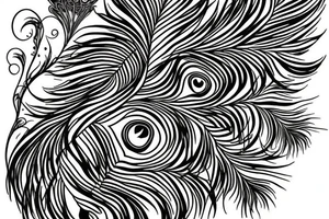 Peacock feather integrated with half moon tattoo idea