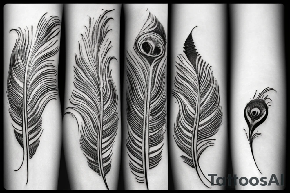 Peacock feather integrated with half moon tattoo idea Peacock feather integrated with half moon tattoo idea