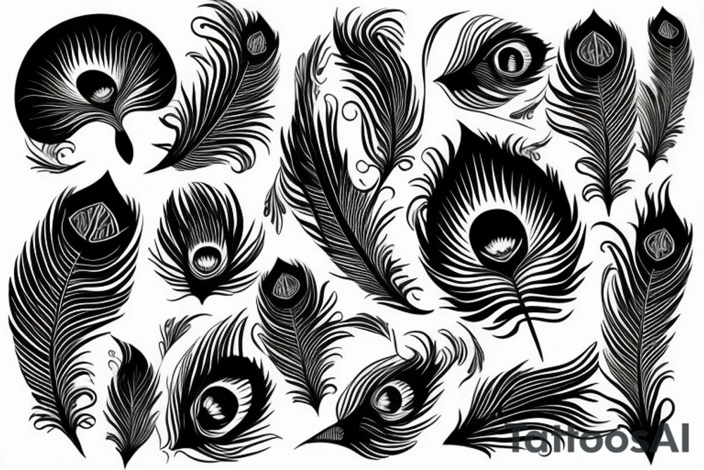 Peacock feather integrated with half moon tattoo idea